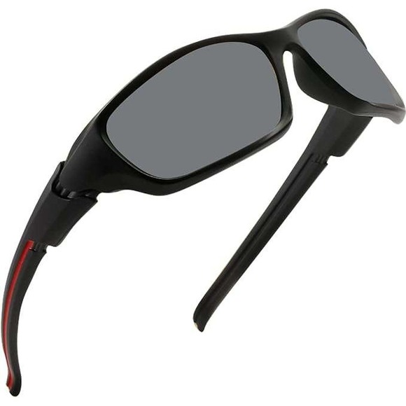 Women Sport Polarized Sunglasses Matte Black Red Accent Performance Safety 2026 - Picture 3 of 10